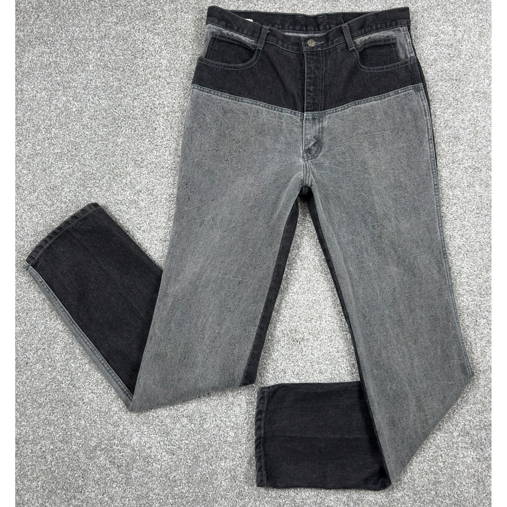 Vintage 80s Sergio Valente Jeans Mens 34x35 Black Gray Two Tone Taiwan ROC